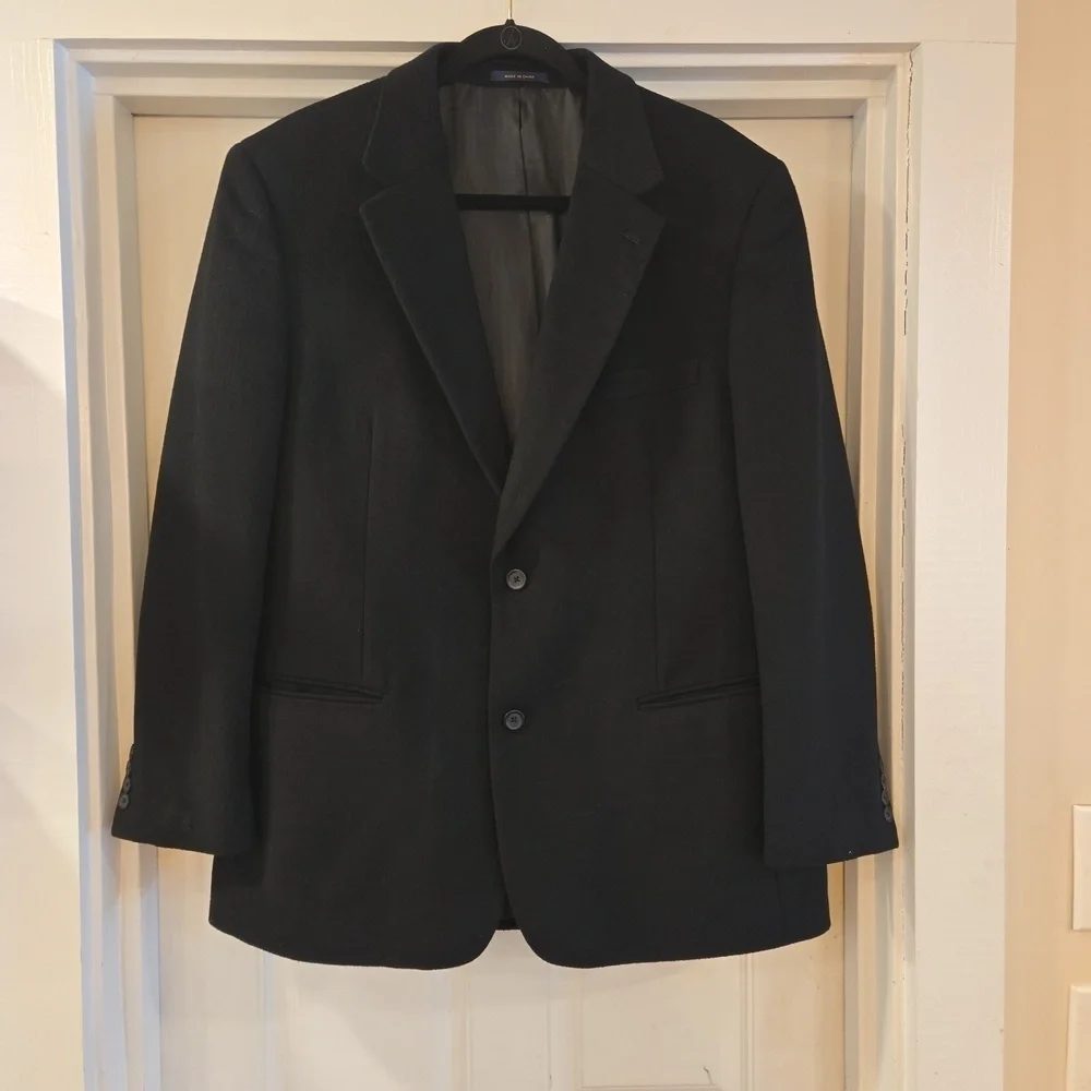 Club Room Cashmere Silk Wool Single Breasted Black Blazer Sports Jacket Size 44